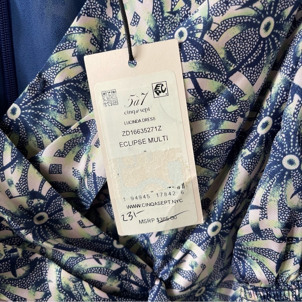 NWT Cinq a Sept Lucinda Floral Ruffle Mini Dress Puff Sleeve Blue Size 0 - Picture 7 of 8